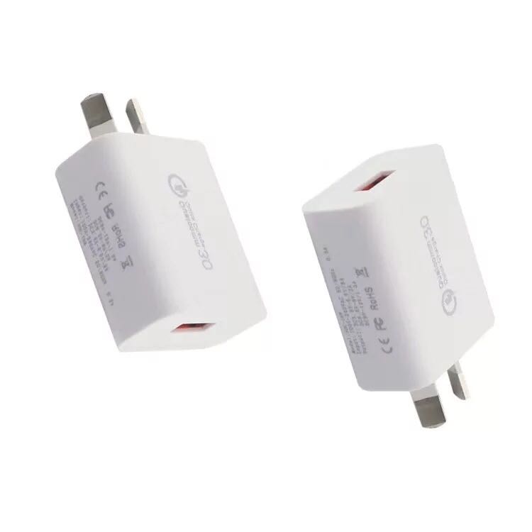 Quick Charging  AU  Plug QC 3.0 Wall Charger 5V/9V/12V 18W 1 Port For Smartphone Qualcomm QC3.0 Fast Rapid Home Adapter